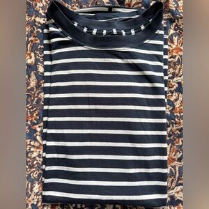 lulu lemon athletica All Yours Cotton T-Shirt in Navy and White Stripe